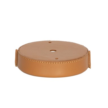 Runde Deckenrosette aus Leder in Honigfarbe