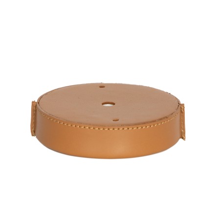 Runde Deckenrosette aus Leder in Honigfarbe