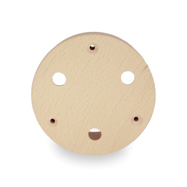Runde Deckenrosette aus lackierbarem Holz mit 3 Bohrungen