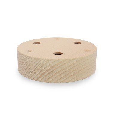 Rosetón redondo de madera con 3 agujeros pintables
