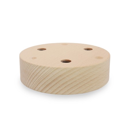Runde Deckenrosette aus lackierbarem Holz mit 3 Bohrungen