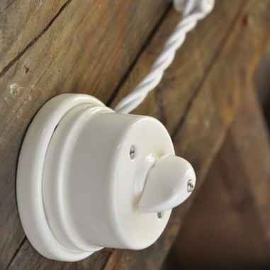 Interrupteur/Déviateur rotatif en porcelaine blanche