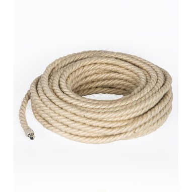 Geflochtenes, textilummanteltes Elektrokabel in Jute mit natürlicher Optik