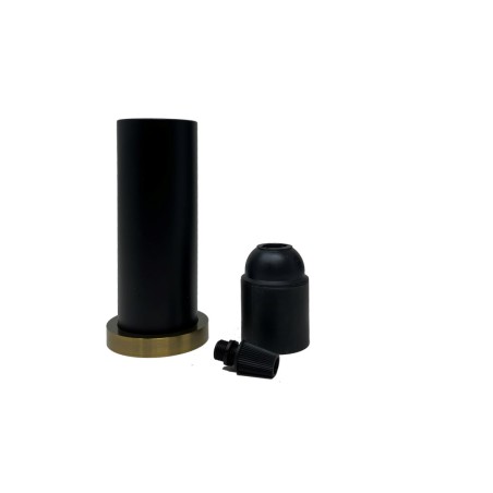 Portalampada in metallo nero e ottone