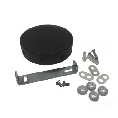 Pavillon en métal noir Ø 100 mm avec 4 trous latéraux