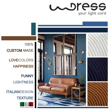 Cavo elettrico tondo rivestito in tessuto colorato abisso