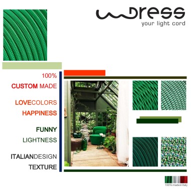 Cavo elettrico tondo rivestito in tessuto colorato zig zag bianco e verde