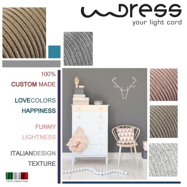 Cavo elettrico tondo rivestito in tessuto colorato