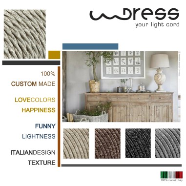 CAVO TESSILE TONDO CANVAS GRIGIO