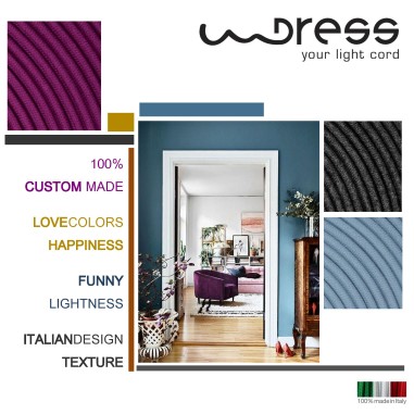 Câble électrique rond gainé de tissu fil brut coloré