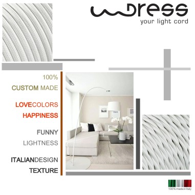 Câble électrique torsadé gainé de tissu blanc