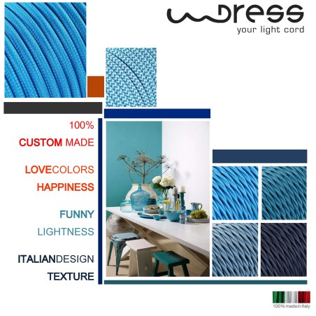 CAVO TESSILE TRECCIATO TURCHESE - Dress Light - illuminazione di design