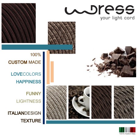 Câble électrique torsadé gainé de tissu marron effet brut