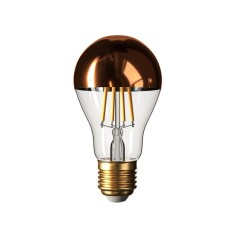 LED-Tropfenlampe A60 mit halbverspiegelter Kupferkuppe