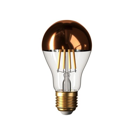 LED-Tropfenlampe A60 mit halbverspiegelter Kupferkuppe