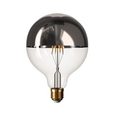 LED-Globelampe G125 mit halbverspiegelter Silberkuppe