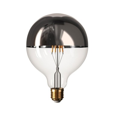 LED-Globelampe G125 mit halbverspiegelter Silberkuppe