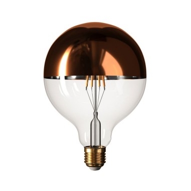 LED-Globelampe G125 mit halbverspiegelter Kupferkuppe
