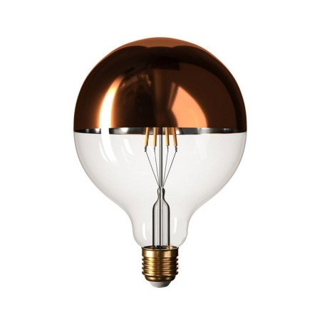 LED-Globelampe G125 mit halbverspiegelter Kupferkuppe