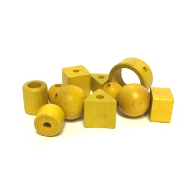 formes géométriques en bois jaune