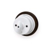 Interruptor/Conmutador giratorio en porcelana blanca con base de madera nogal