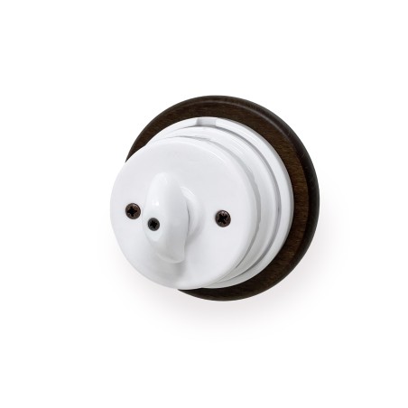 Inverseur rotatif en porcelaine blanc avec base en bois - Accessoires en porcelaine pour l’éclairage