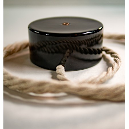 Boîte de dérivation en porcelaine noir - éclairage vintage