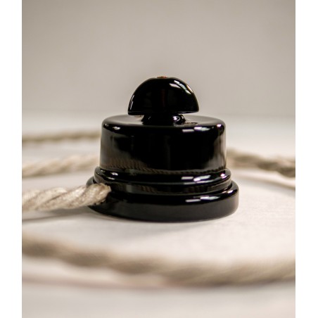 Drehschalter/Wechselschalter aus schwarzem Porzellan