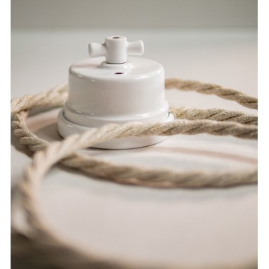 Drehschalter/Wechselschalter aus weißem Porzellan