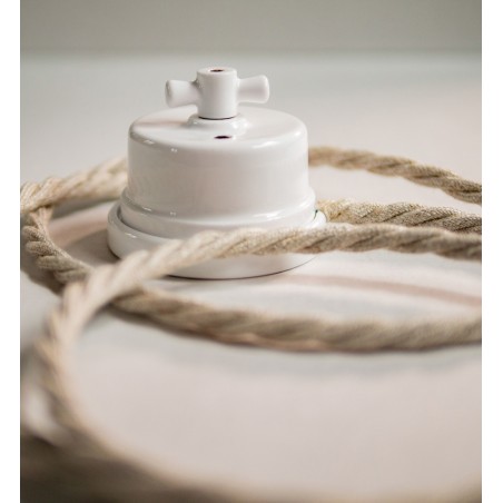 Drehschalter/Wechselschalter aus weißem Porzellan