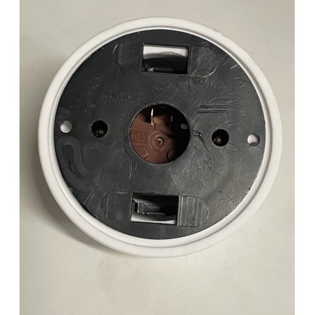 PULSANTE IN PORCELLANA BIANCA CON BASE IN LEGNO NOCE