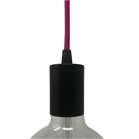 DOUILLE EN MÉTAL NOIR - câbles textiles colorés - éclairage design