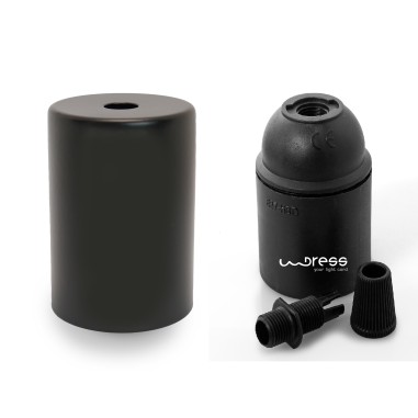 Portalampada in metallo nero