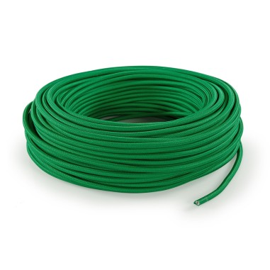 Câble électrique rond gainé de tissu coloré vert