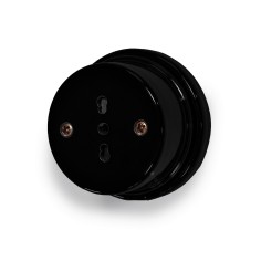 10/16A 2P+T Kombi-Steckdose aus schwarzem Porzellan