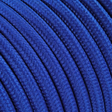 Cable eléctrico redondo recubierto de tela de color azul