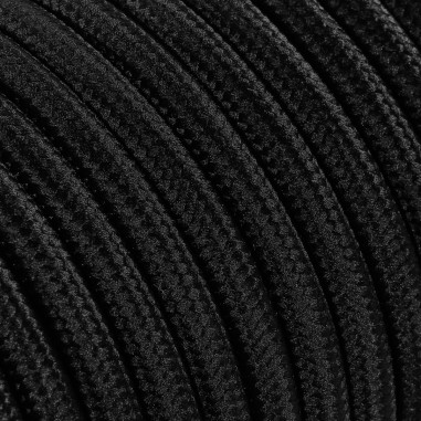 Cable eléctrico redondo recubierto de tela de color negro