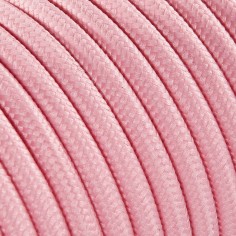 Rundes, farbiges textilummanteltes Elektrokabel in Rosa