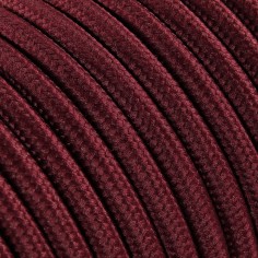 Cable eléctrico redondo recubierto de tela de color burdeos