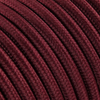 Cable eléctrico redondo recubierto de tela de color burdeos