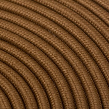 Rundes, farbiges textilummanteltes Elektrokabel in Lederbraun