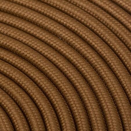 Rundes, farbiges textilummanteltes Elektrokabel in Lederbraun