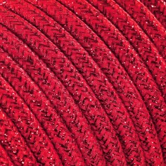Rundes, farbiges textilummanteltes Elektrokabel in Lamé Rot