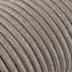 Rundes, farbiges textilummanteltes Elektrokabel in Lamé Sand