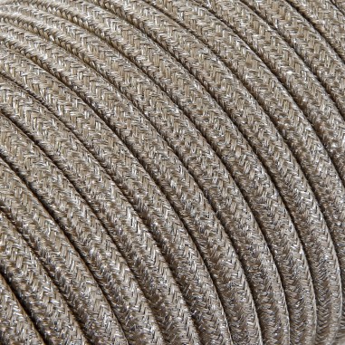 Rundes, farbiges textilummanteltes Elektrokabel in Lamé Sand