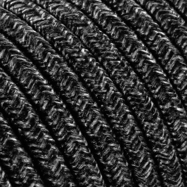 Rundes, farbiges textilummanteltes Elektrokabel aus Rohgarn in Canvas Dunkelgrau