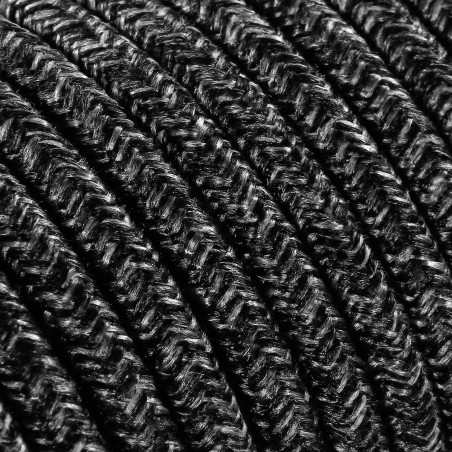 Rundes, farbiges textilummanteltes Elektrokabel aus Rohgarn in Canvas Dunkelgrau