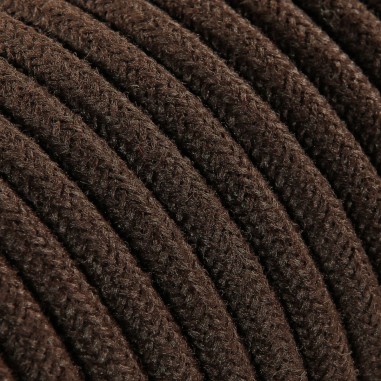 Rundes, farbiges textilummanteltes Elektrokabel in Braun
