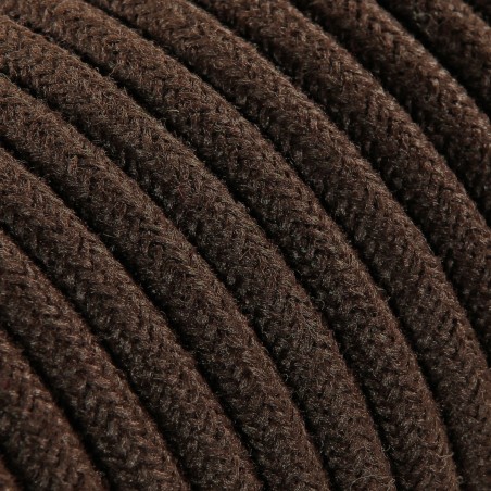 Rundes, farbiges textilummanteltes Elektrokabel in Braun