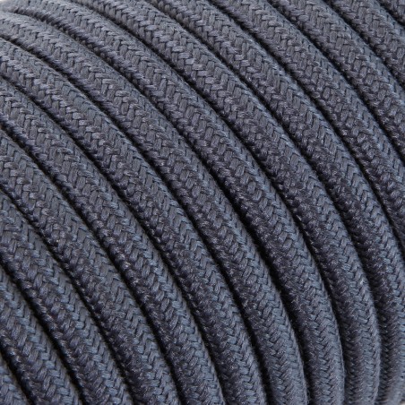 Rundes, farbiges textilummanteltes Elektrokabel aus Rohgarn in Grafit